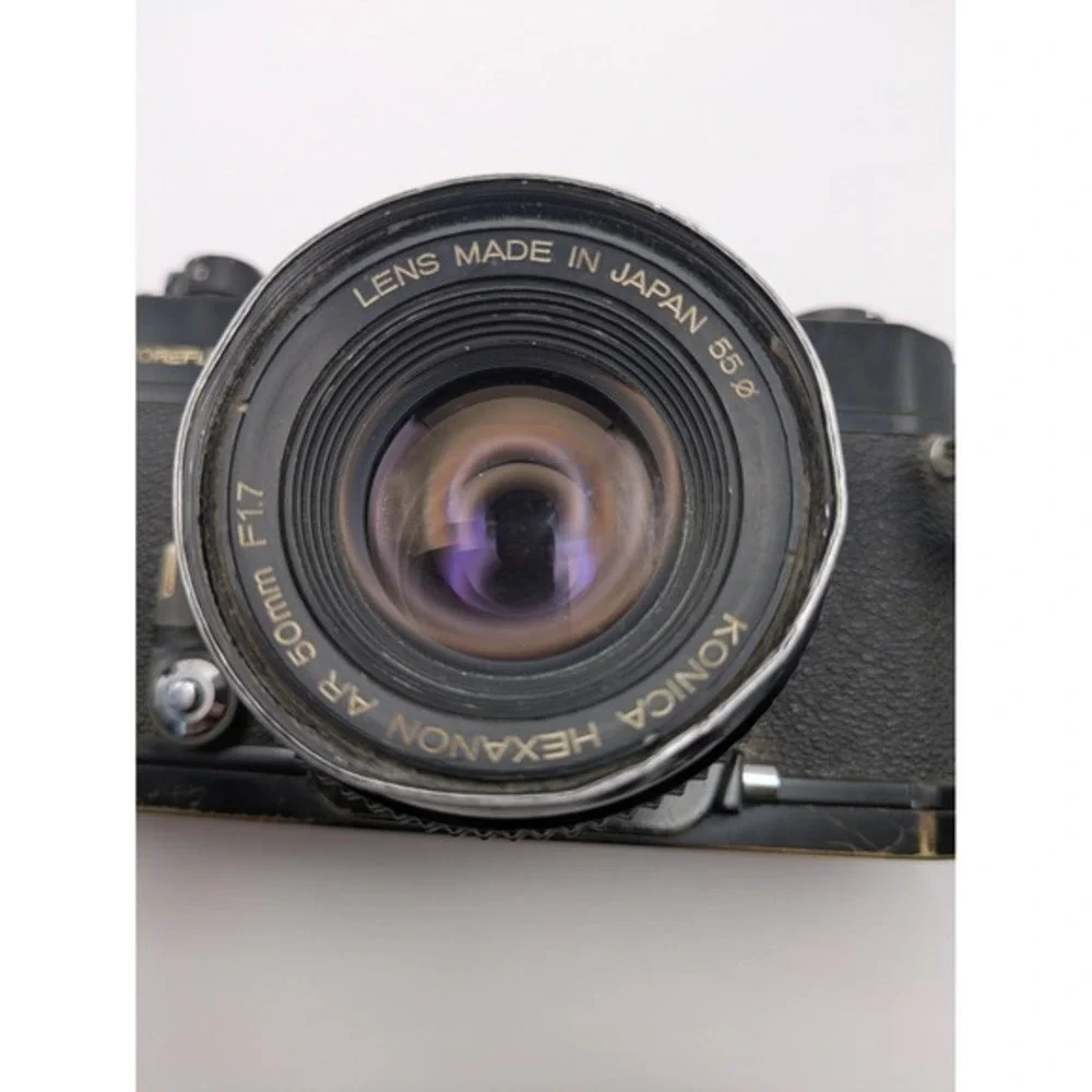 Konica Autoreflex T3 35mm SLR Camera Hexanon AR 50mm F1.7 Lens Vintage FOR PARTS